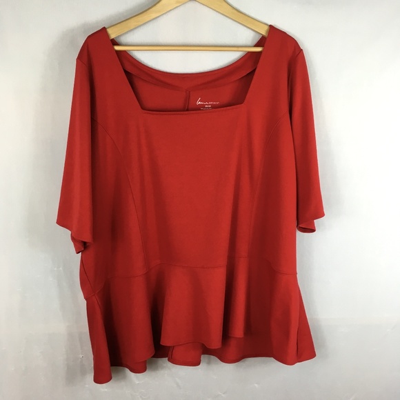 red plus size peplum top
